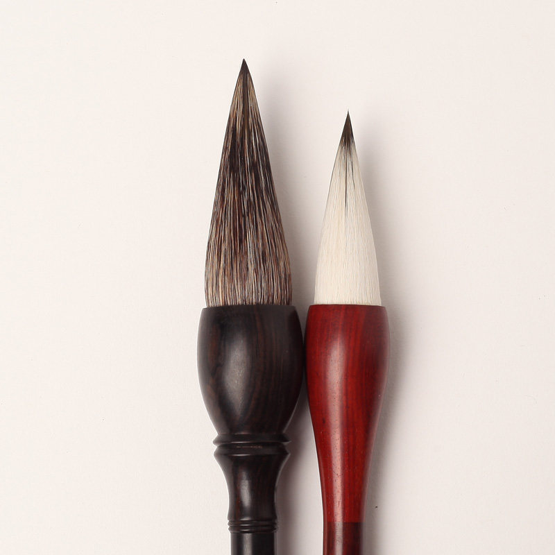 毛笔毫毛花鸟山水国画大字对联书法三羊石獾硬毛笔