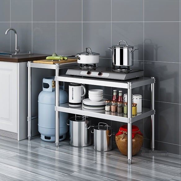 燃气灶架双操作台加厚灶台台架多层收纳置物架微波炉工作台