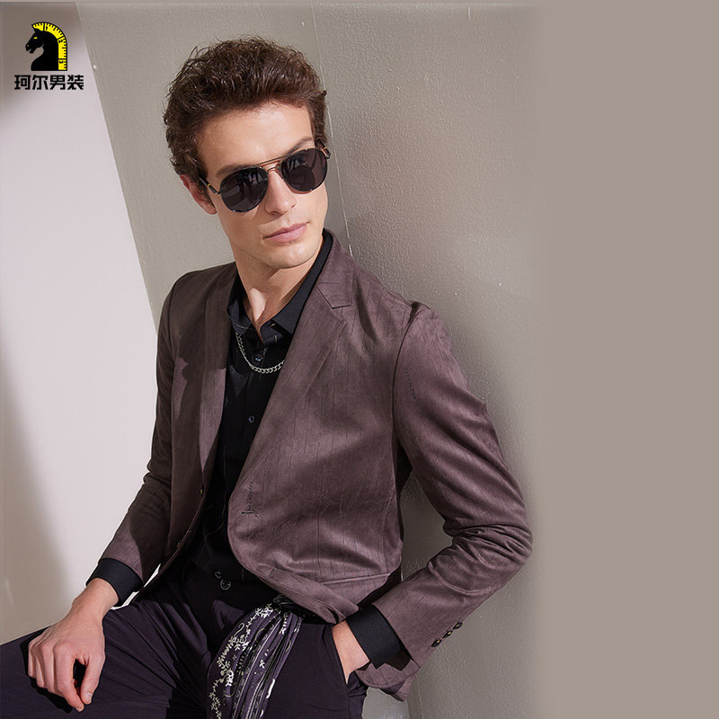 kir珂尔男装春季复古古纹吸湿抗皱透气西服休闲西服