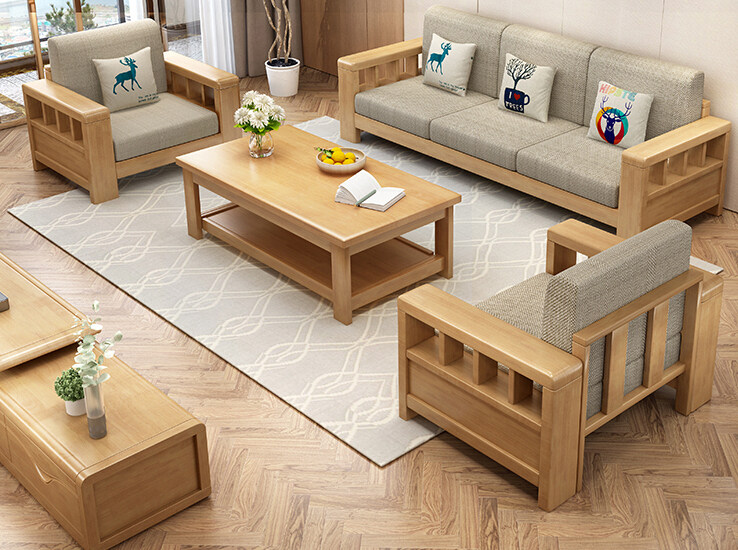 沙发中伟中式实木现代简约客厅家具组合日式简约大小沙发