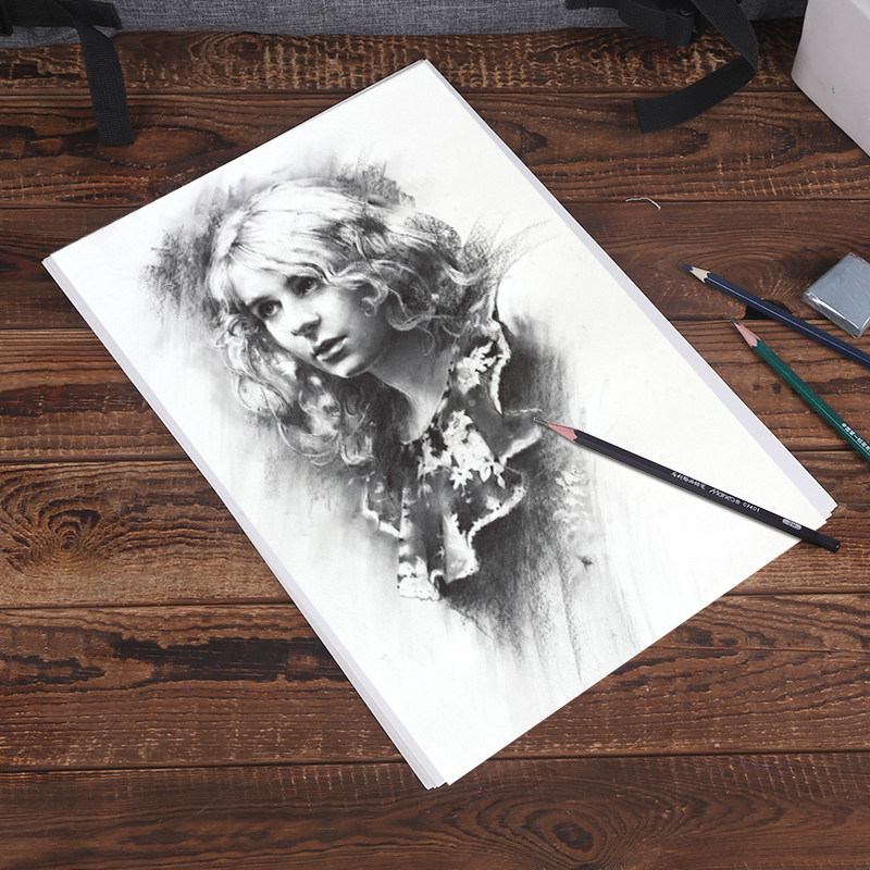 美术素描画纸绘岳300g4k桨水纯棉练习200g专用素描