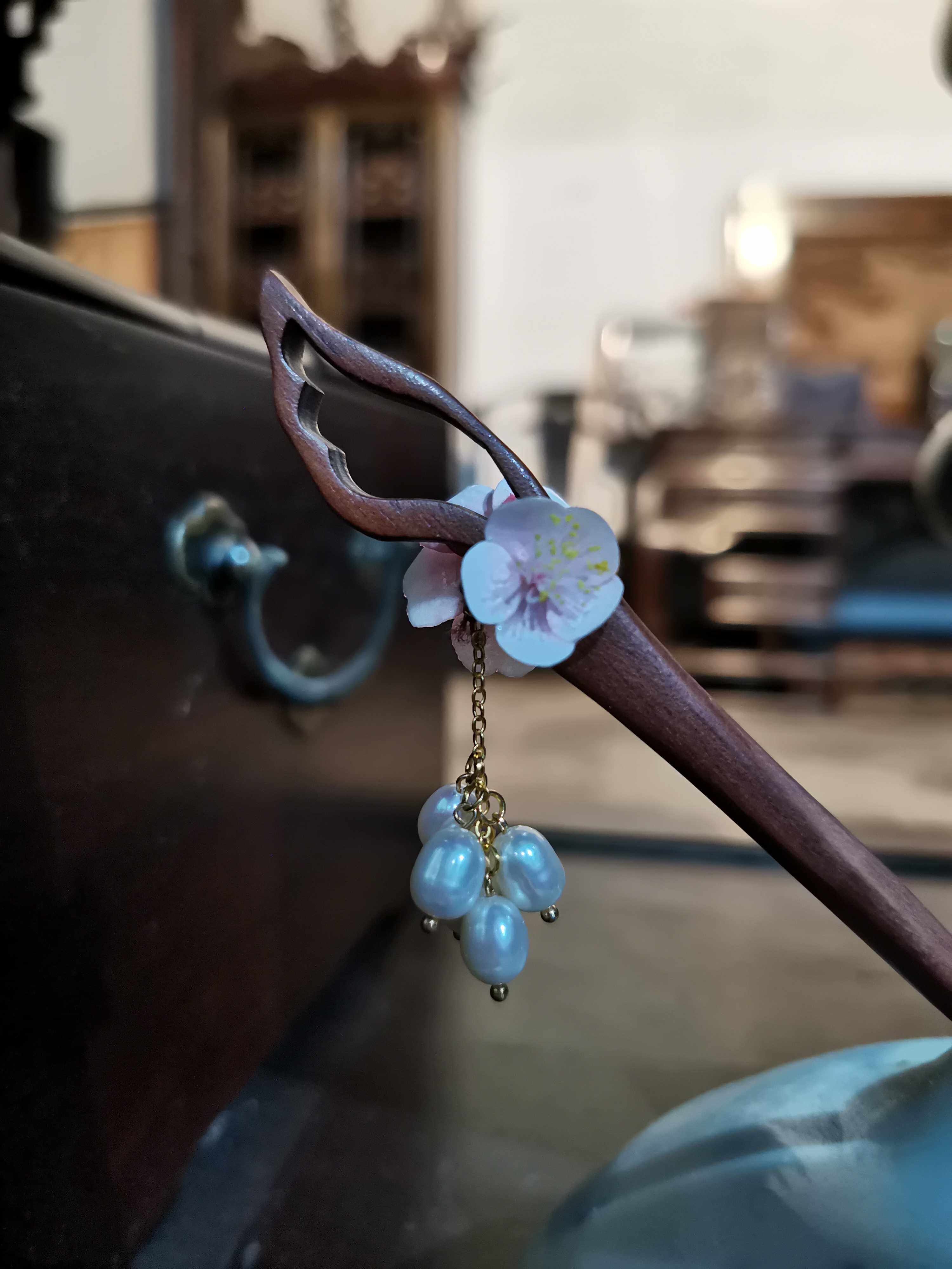 通草发簪发饰珠珠花木汉服旗袍日常发饰