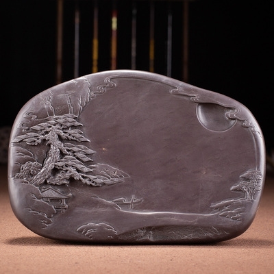 正品品品逸轩肇庆端砚大师手工孤品坑仔实用文房四宝