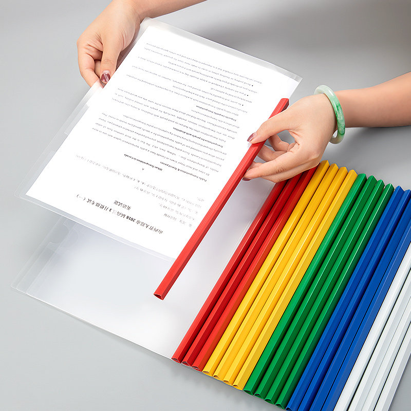 100个抽拉杆夹a4加厚三角抽杆夹书皮拉杆夹大容量文件夹办公用品文具