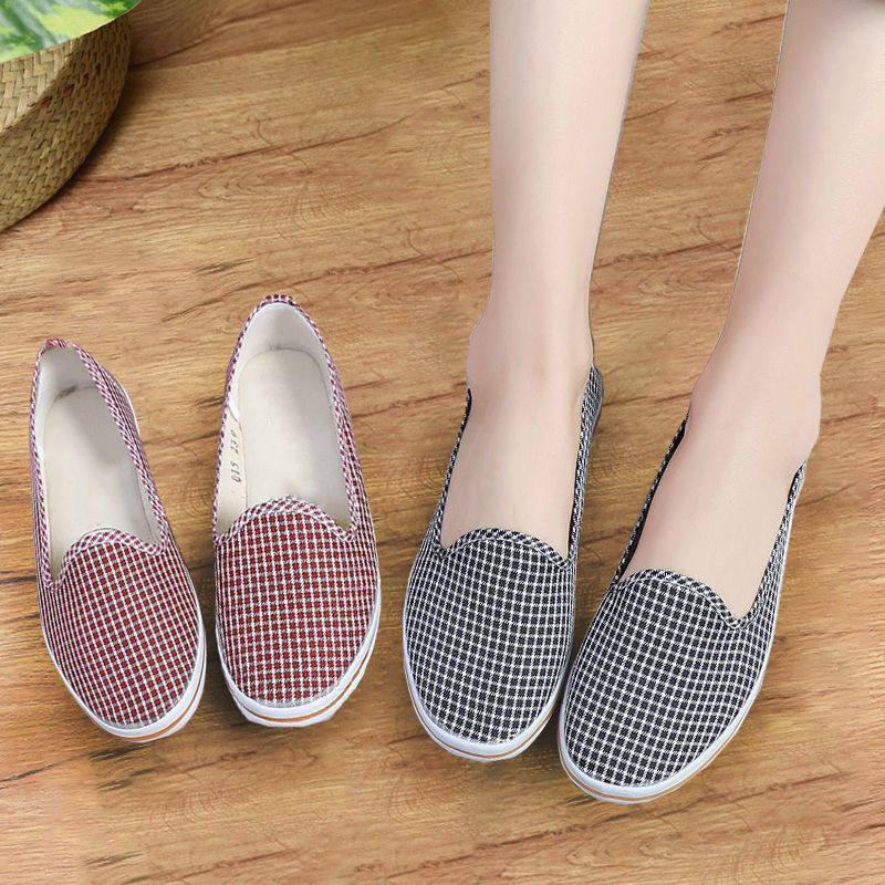 布鞋老式春夏老北京牛筋一脚脚蹬昕泰女帆布平底布鞋