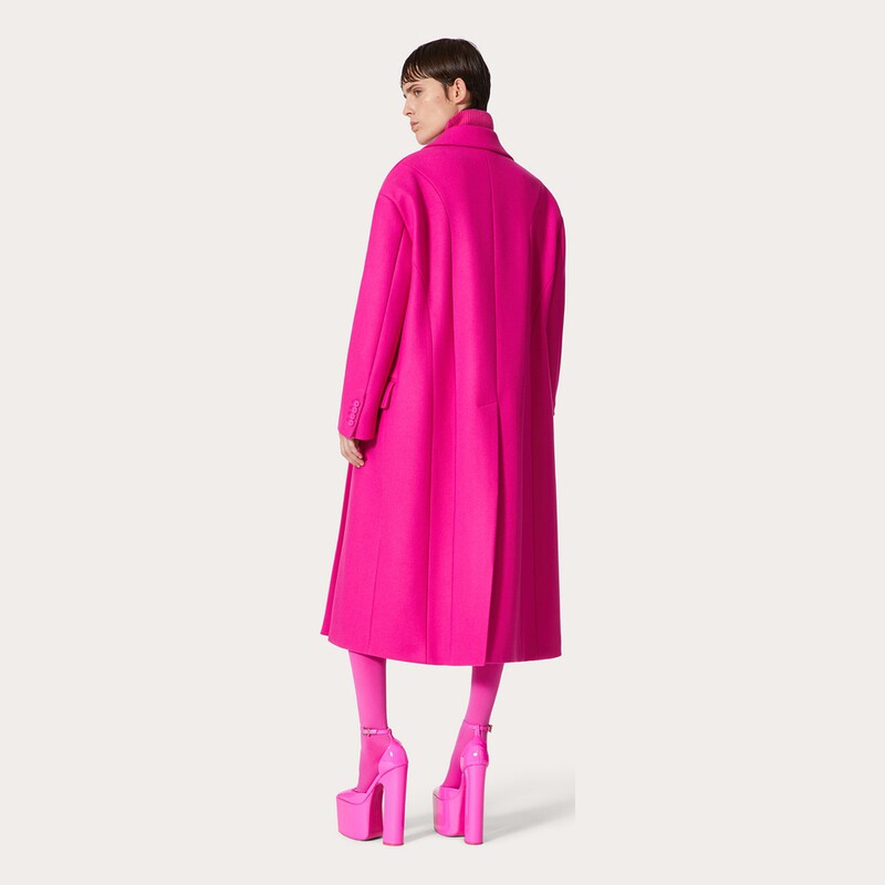 valentino华伦天奴女士diagonaldoublewool大衣蝴蝶结毛呢外套