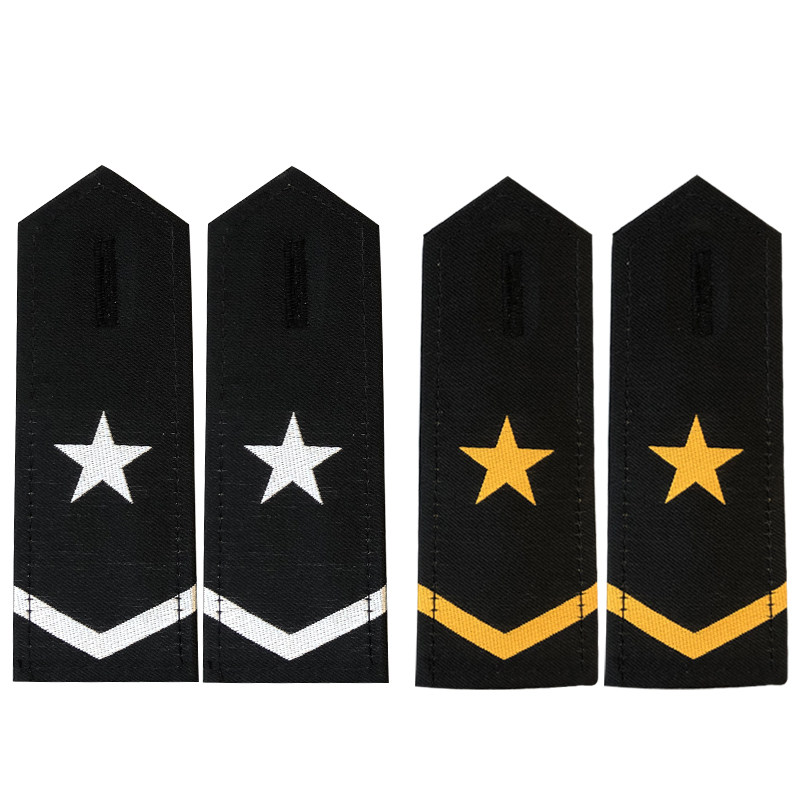 保安一杠一星肩章黄白两色肩牌3号硬简章 五角星肩章物业制服标志
