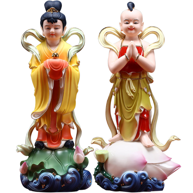 摆件梵趣陶瓷金童玉女招财童男童女善财童子龙女观音摆件
