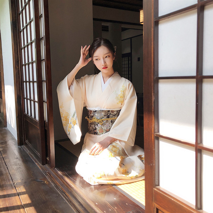 和服月夜正装日本传统小纹访问问着和风中古连衣裙