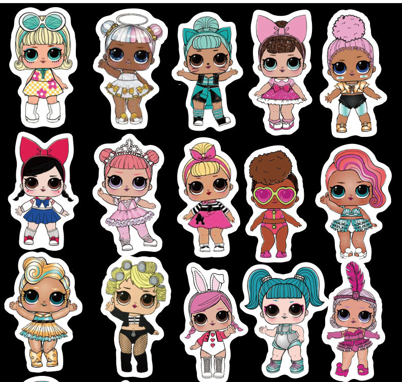 贴纸500pcs7cm惊喜喜娃娃防水10setslolsurprisestickers贴纸