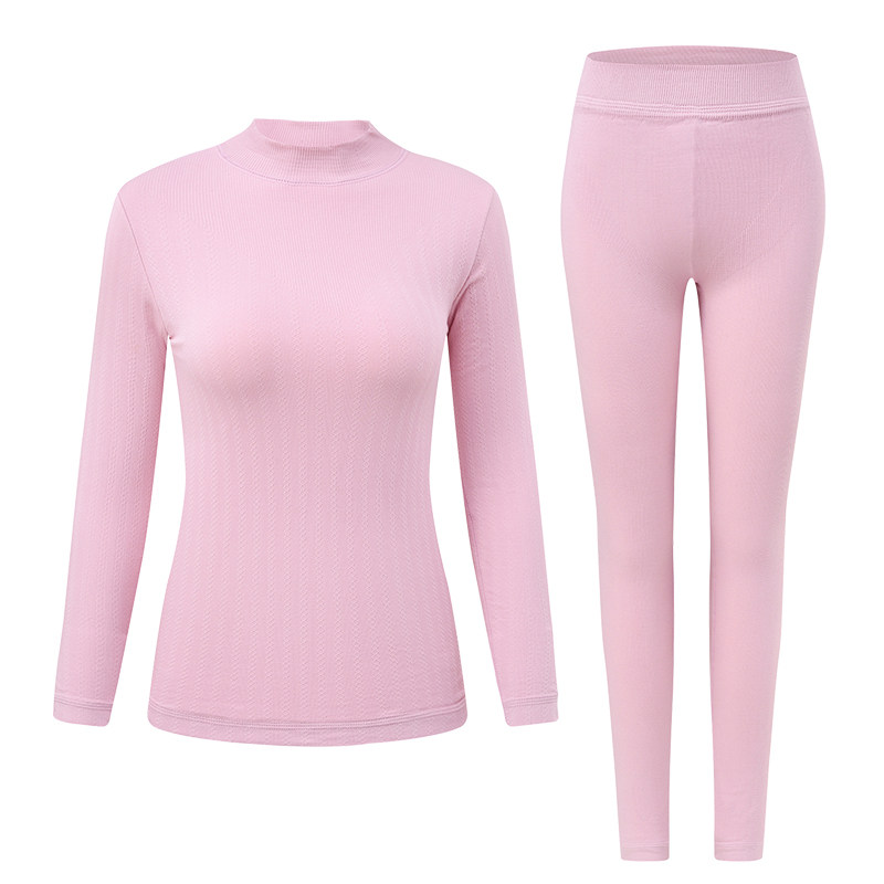 冬季女士半高领保暖内衣女加绒加厚中老年妈妈美体防寒棉毛衫套装