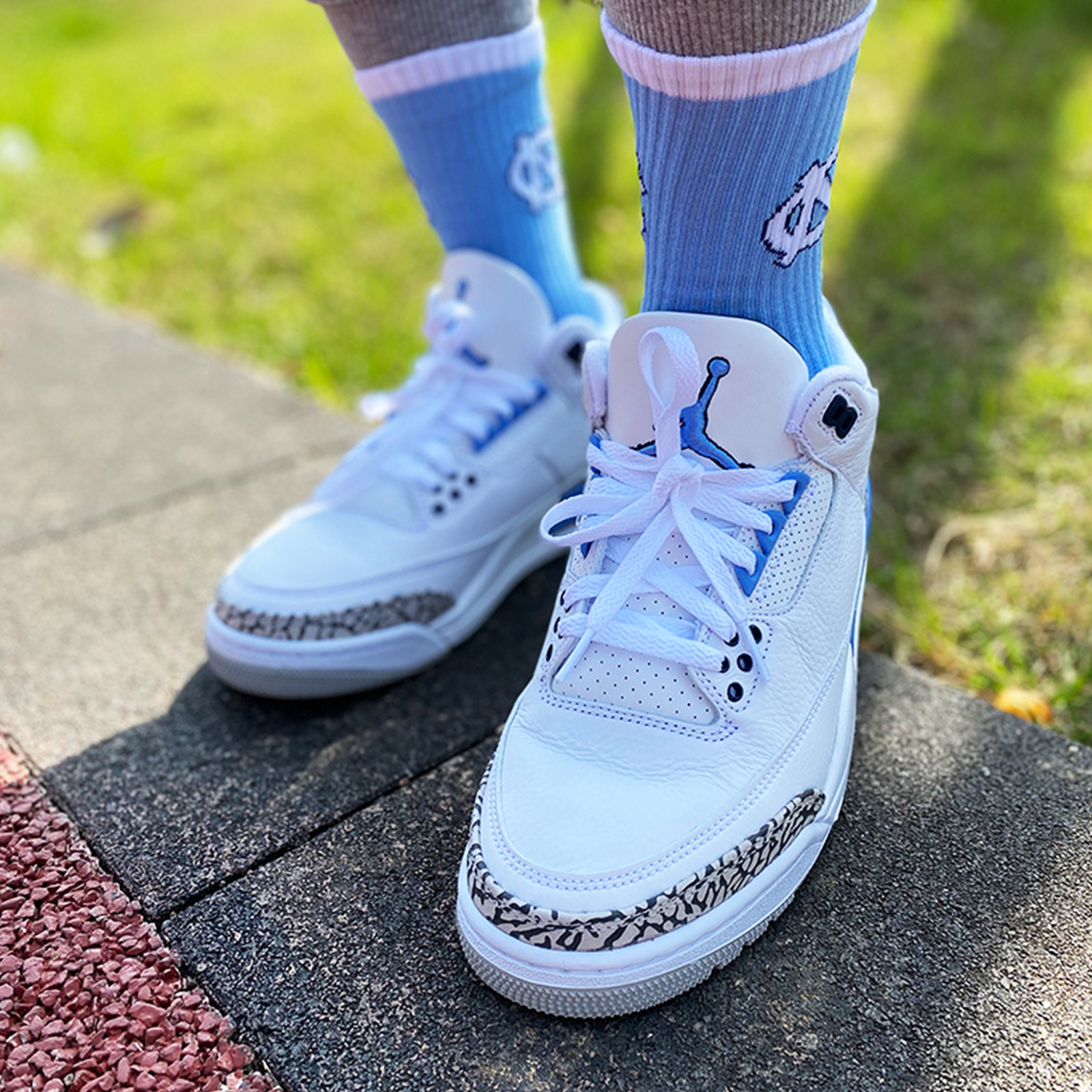 男女纯棉筒袜中筒北卡蓝aj1搭配袜子男曜石袜子运动袜