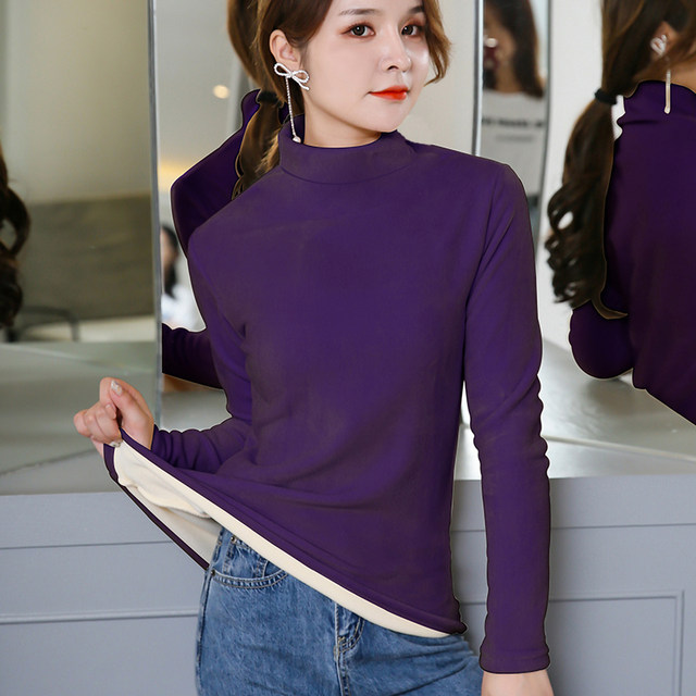 Autumn/winter 2020 new double-faced velvet long-sleeve T-shirt is versatile Autumn/winter 2020 new double-faced velvet long-sleeve T-shirt is versatile