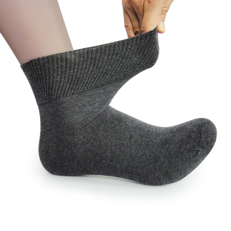 老人松口老年纯棉加厚大码宽松睡眠袜女爷爷短袜