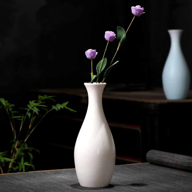 观音玉净瓶花插瓷器白瓷陶瓷小花花瓶花器简约花瓶