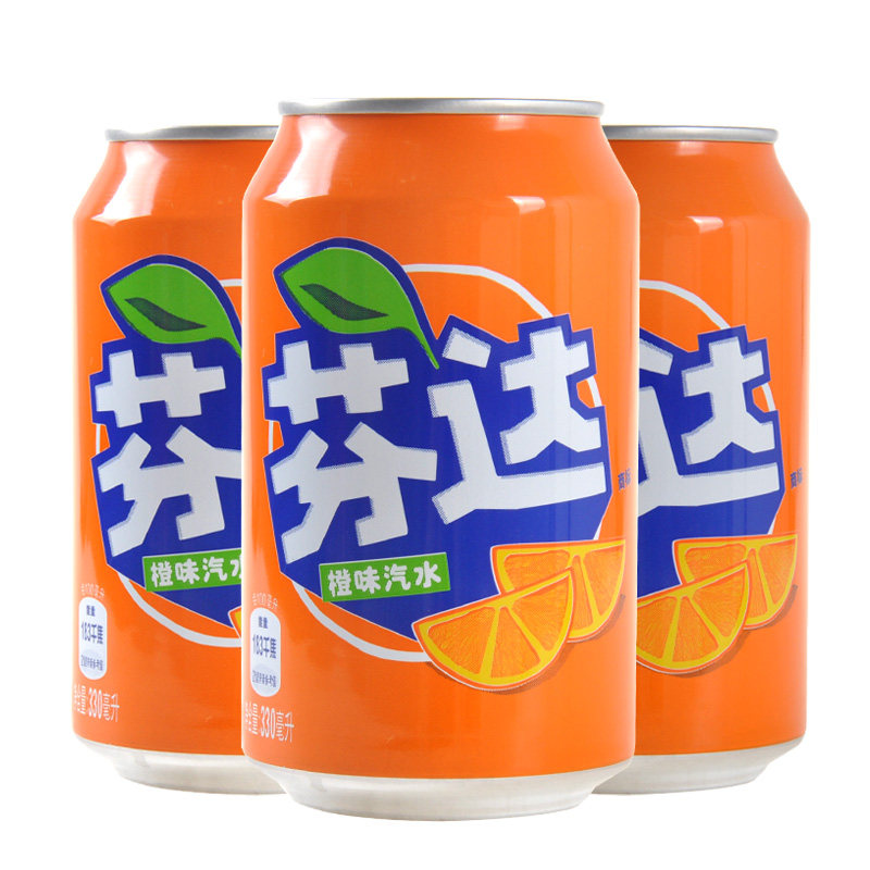 可口可乐芬达330ml罐装整箱碳酸饮料橙味汽水饮品碳酸饮料