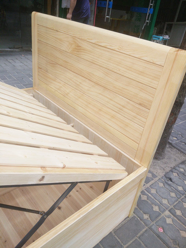 松木气压床储物床实木高箱硬12包安装现代双人实木床