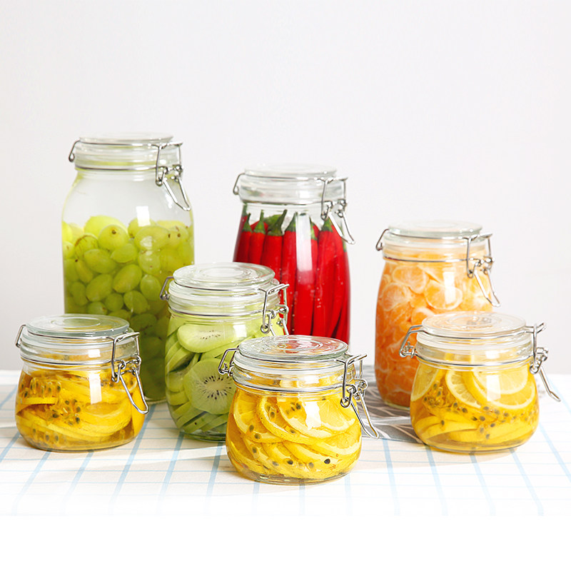 玻璃瓶子密封罐带盖透明防潮柠檬蜂蜜罐头瓶腌菜坛子小储物罐家用
