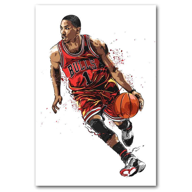 风城玫瑰海报德里克罗斯写真写真照照片篮球明星现代装饰画