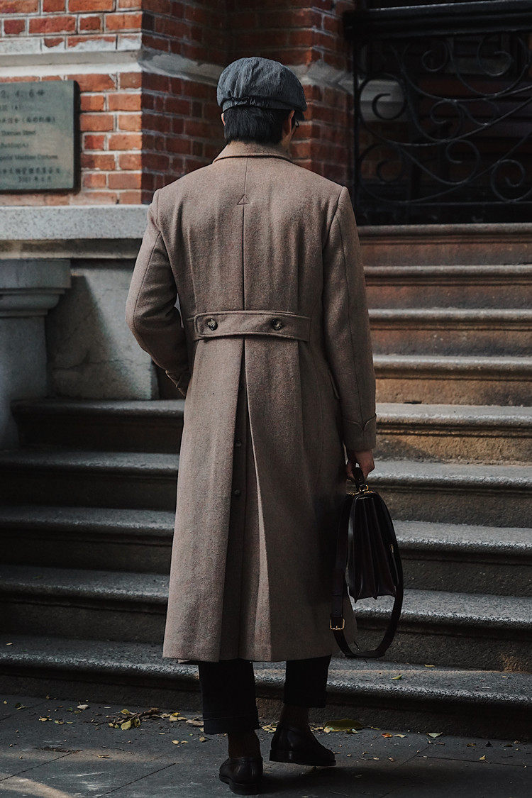 polocoat经典复古马球大衣超长冬季加厚毛呢军大衣外套男过膝款