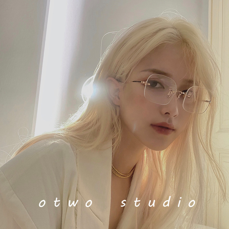 眼镜jennie同款无框ins风防蓝光斯文败类镜框定制成品光学镜