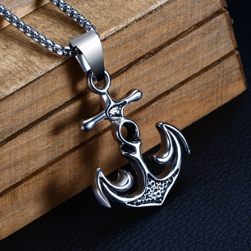 不锈钢饰品复古怀旧海军风船锚项链吊坠霸气潮流项坠