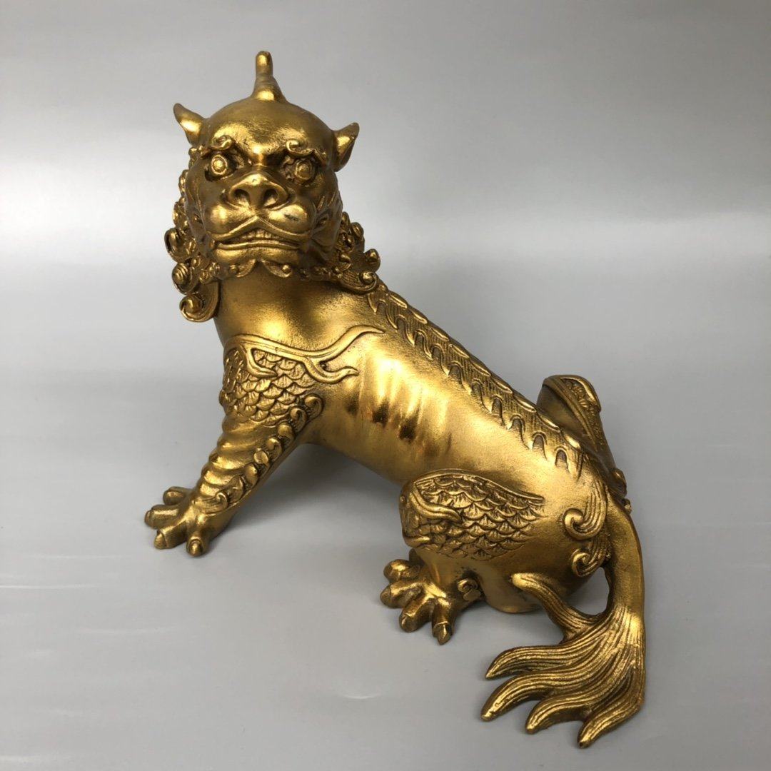 纯铜谛听神兽摆件地藏王坐骑独角神兽客厅招财镇宅家