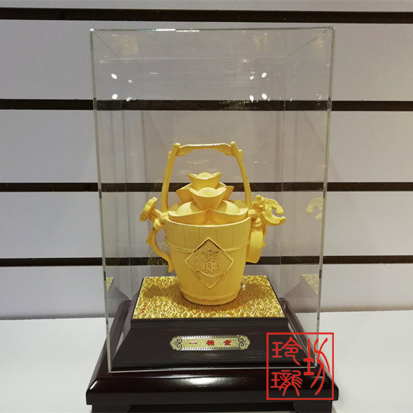 一桶沙金黄金摆件第一日进桶金如意金桶摆件