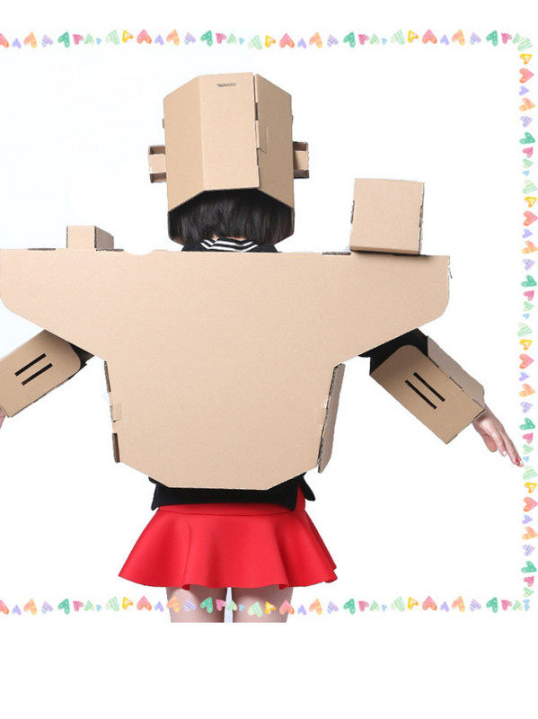 儿童玩具手工diy制作盔甲纸盒板皮可穿穿戴纸箱白模填色