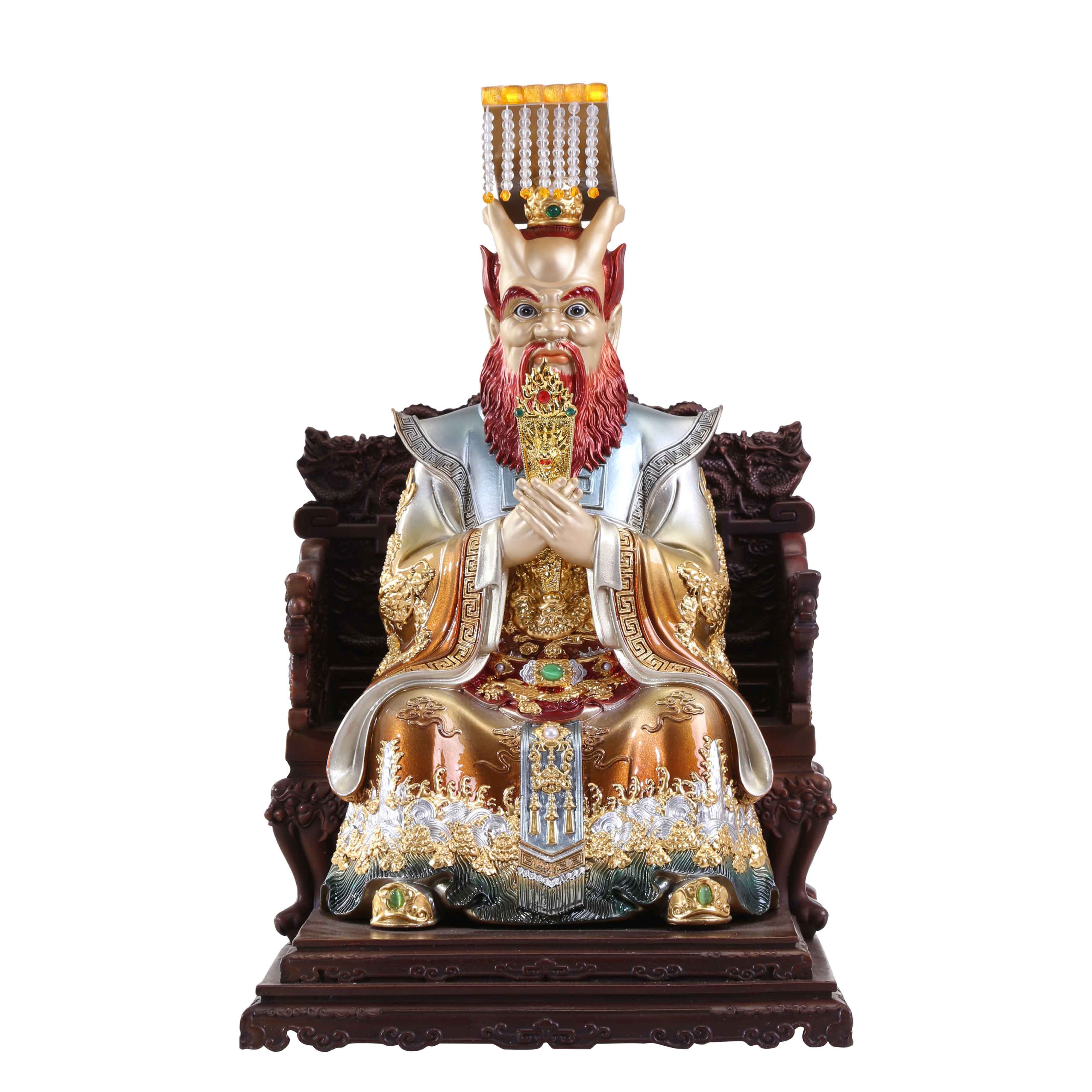 五台山广济龙王菩萨五爷佛像供奉纯铜彩绘东海摆件