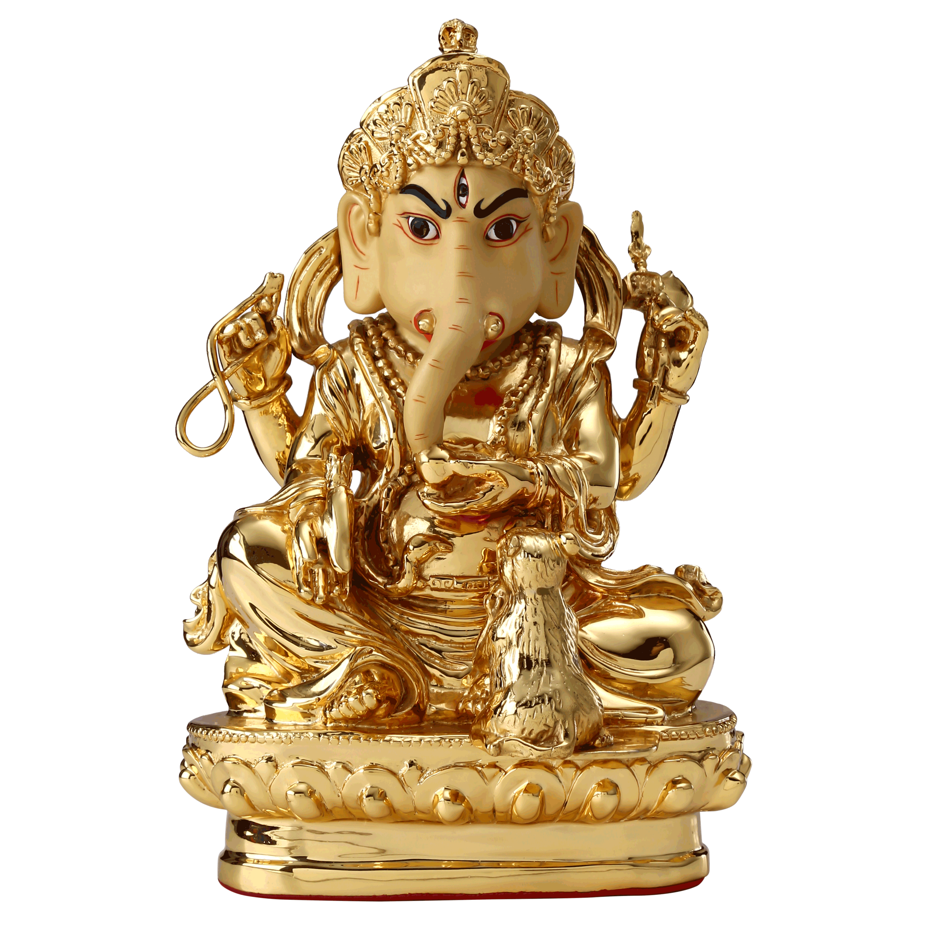 财神涛羽台湾纯铜金红密宗藏传象头佛像尼泊尔摆件