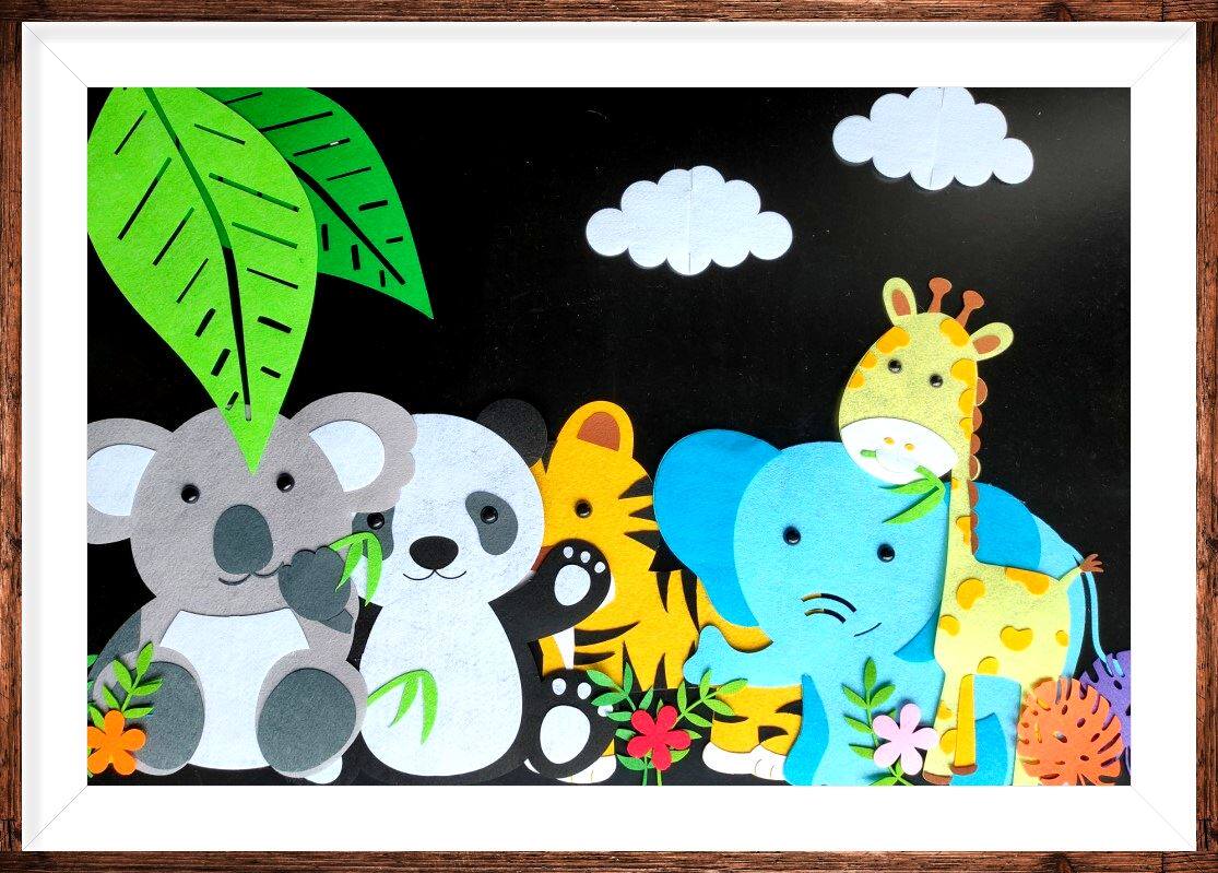 幼儿园动物环创墙贴不织布材料包diy手工创意卡通动物考拉小狗大