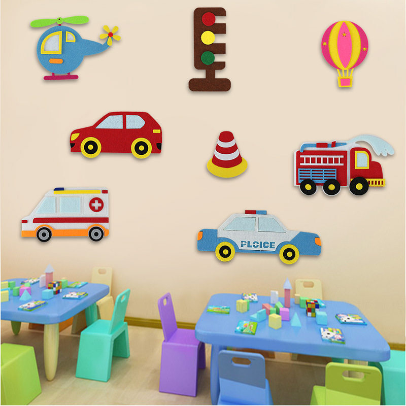 幼儿园环创交通工具立体墙贴织布装饰儿童装饰品环境