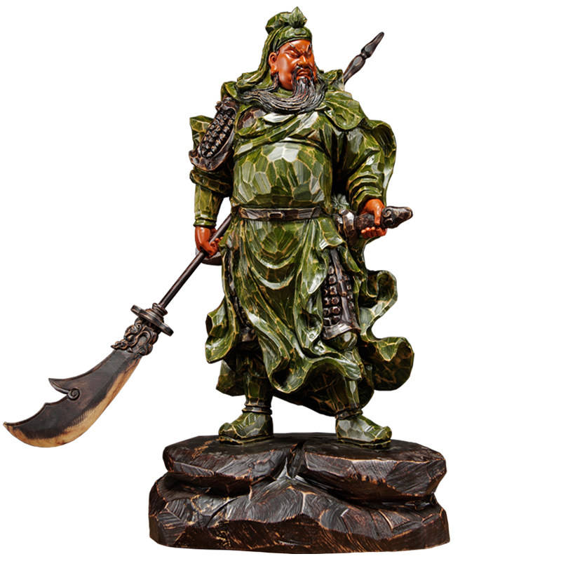 雅造香樟樟木雕刻关公佛像摆件红木工艺品彩绘木雕