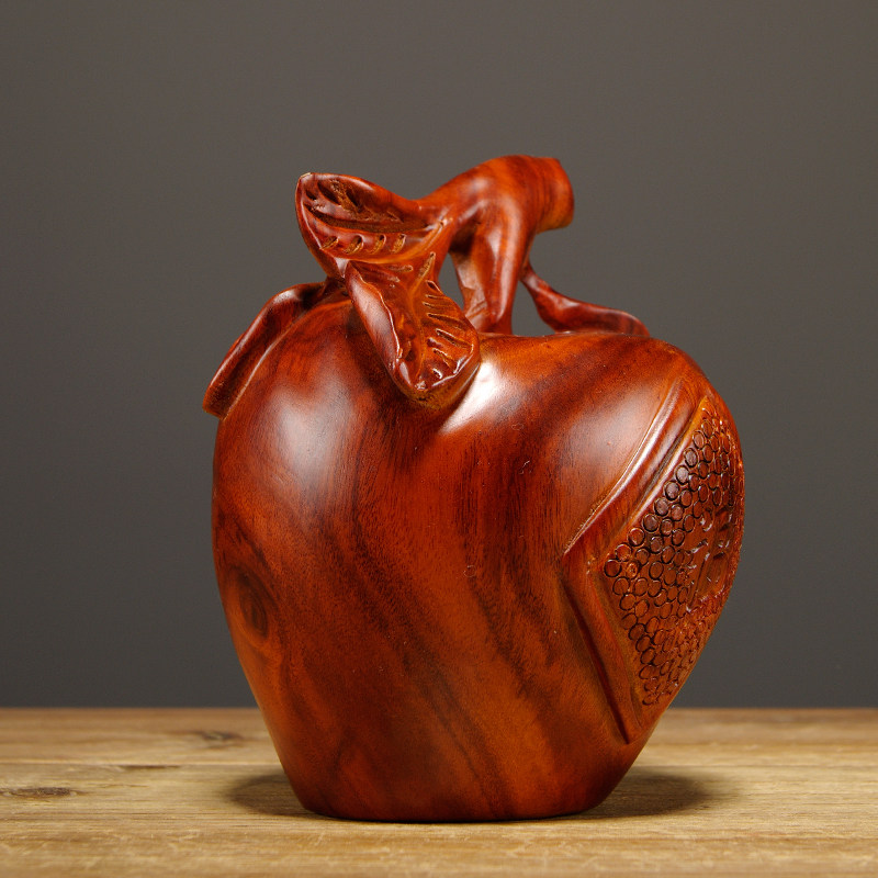 花梨木雕苹果摆件实木木质平安果家居客厅酒柜木雕