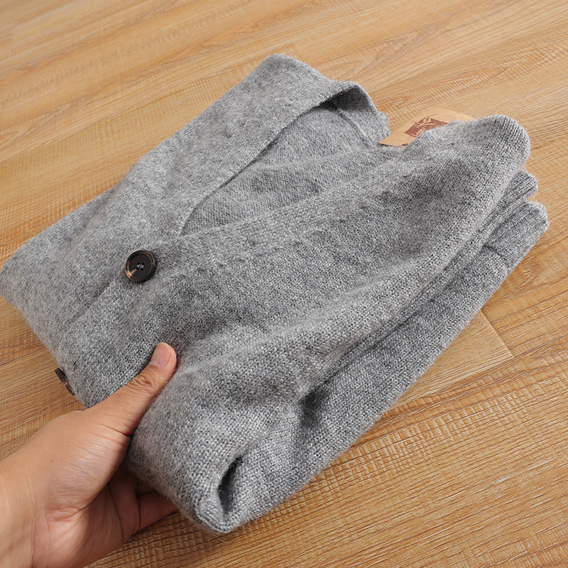 牛货 外贸剪标 32%马海毛+32%羊毛 男士V领针织开衫 商务休闲毛衣