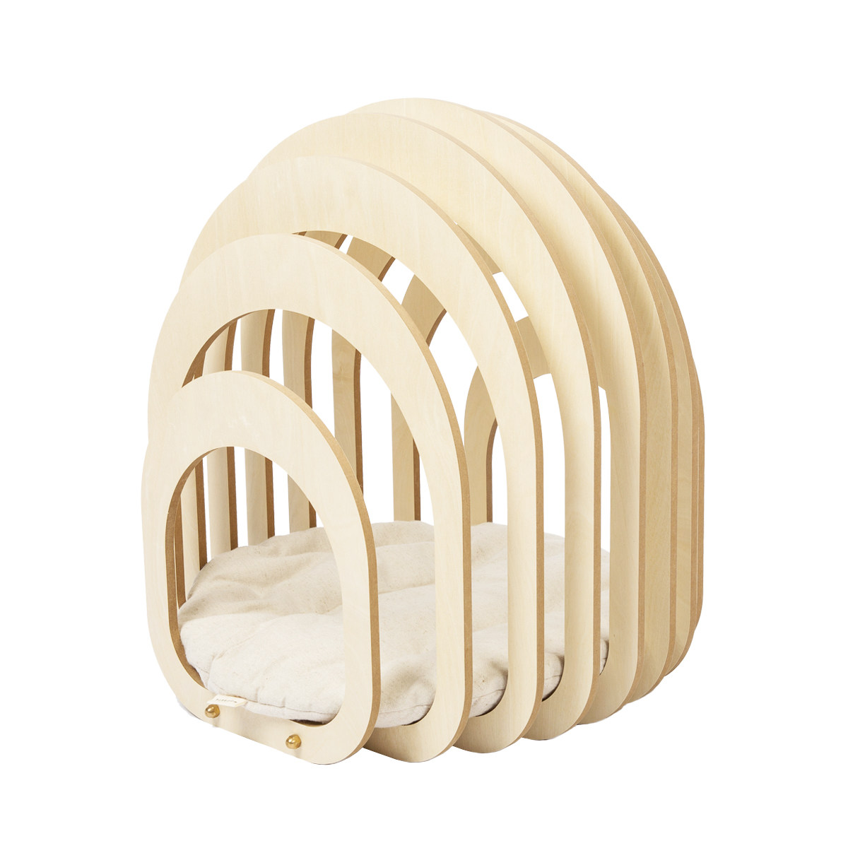 purroom原创设计圆拱小筑猫窝开放式木制拼装宠物窝四季通用