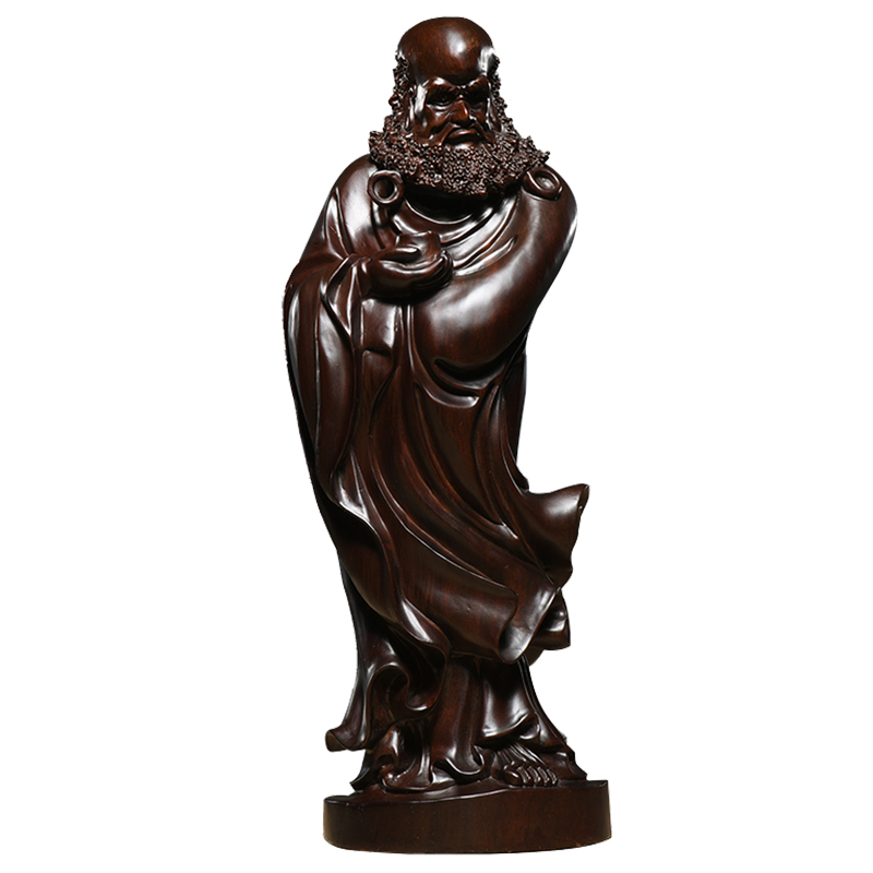 檀木木雕达摩祖师摆件实木雕刻工艺品复古禅意木雕