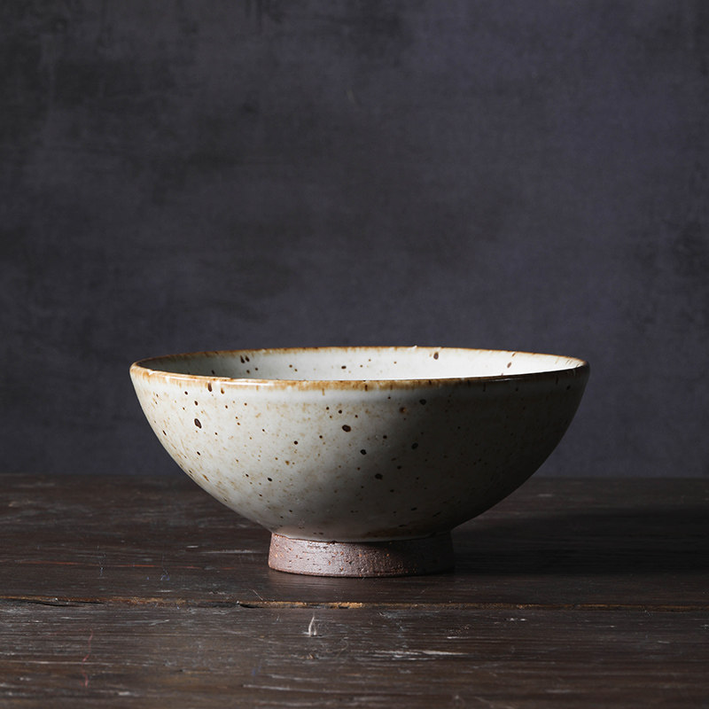 饭碗瓷碗日式粗陶手工陶瓷高足单个家用创意碗