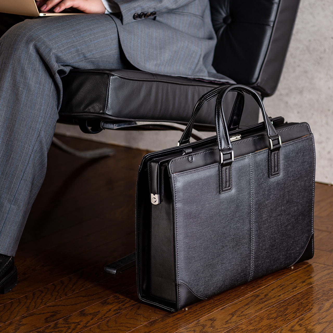 日本sanwa日本制造133英寸男女手提公文包上班牛仔布单肩休闲包