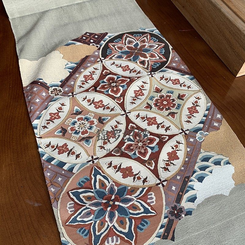 苏绣传统手工织物缂丝几何图案中式高定衣料海绵垫