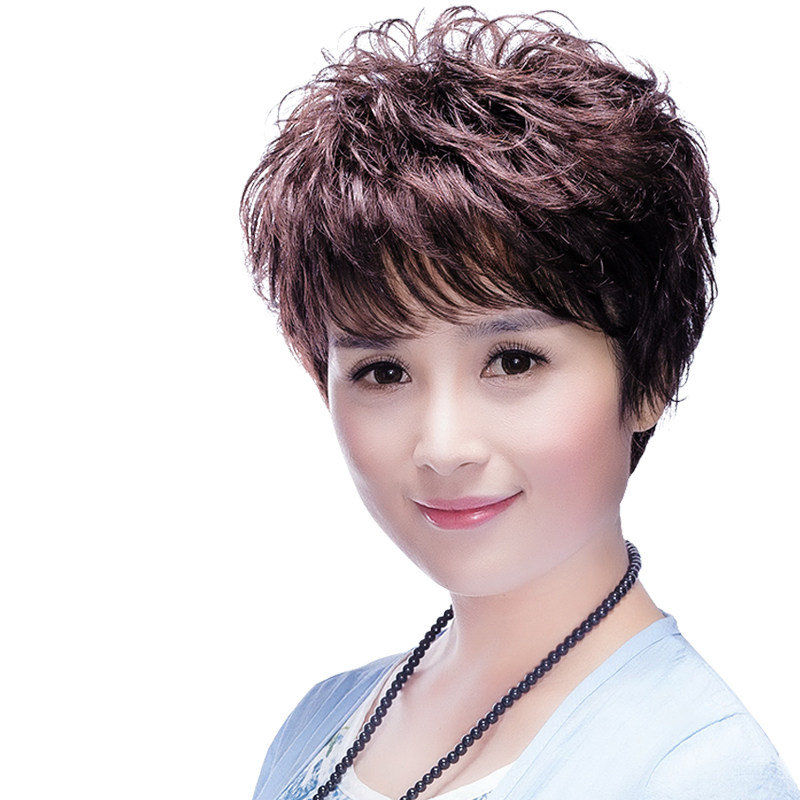中年真人发丝头套中老年真发假发套