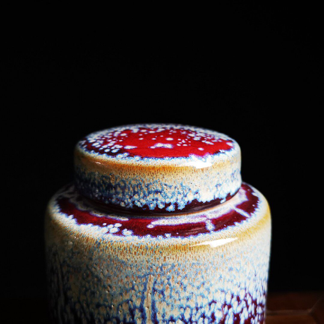 河南省工艺美术大师丁建中全手工手工制制作钧瓷雪花茶叶罐