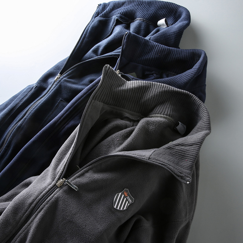 秋冬新款男士 户外运动休闲立领保暖摇粒绒内穿外搭开衫夹克外套