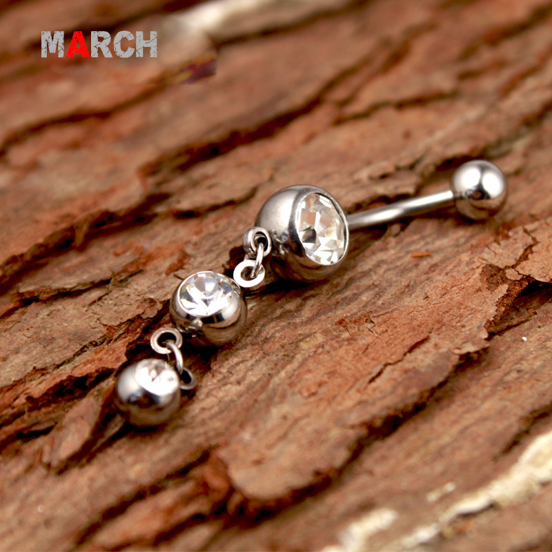 玛奇穿刺饰品日韩韩国钛钛简约双球脐环脐钉耳钉