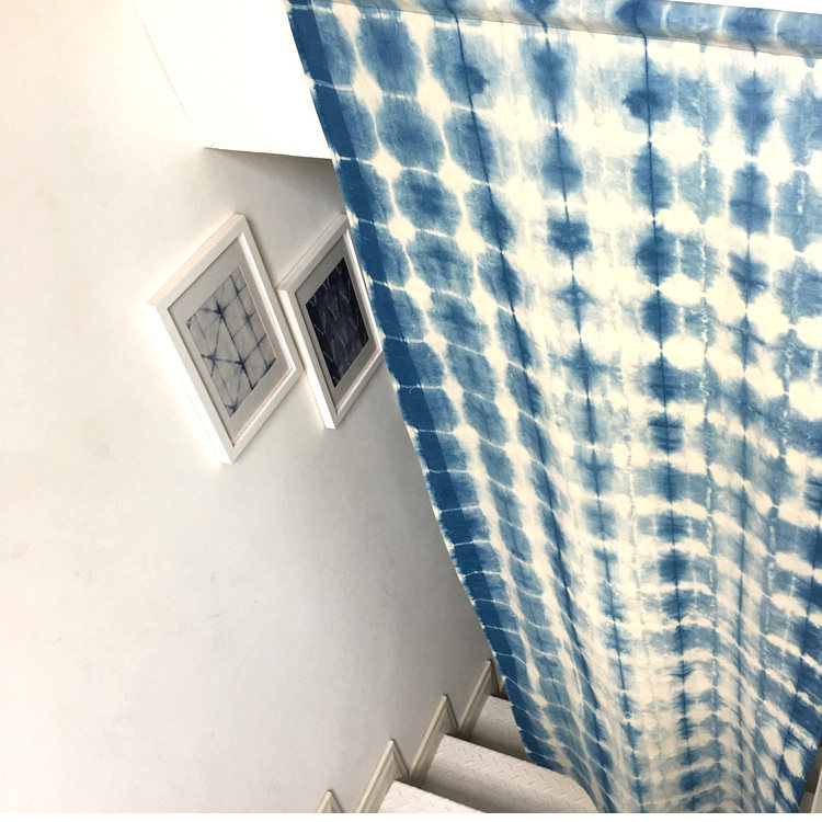 本事原创手工扎染蓝染棉布卧室门帘半帘窗帘定制窗帘