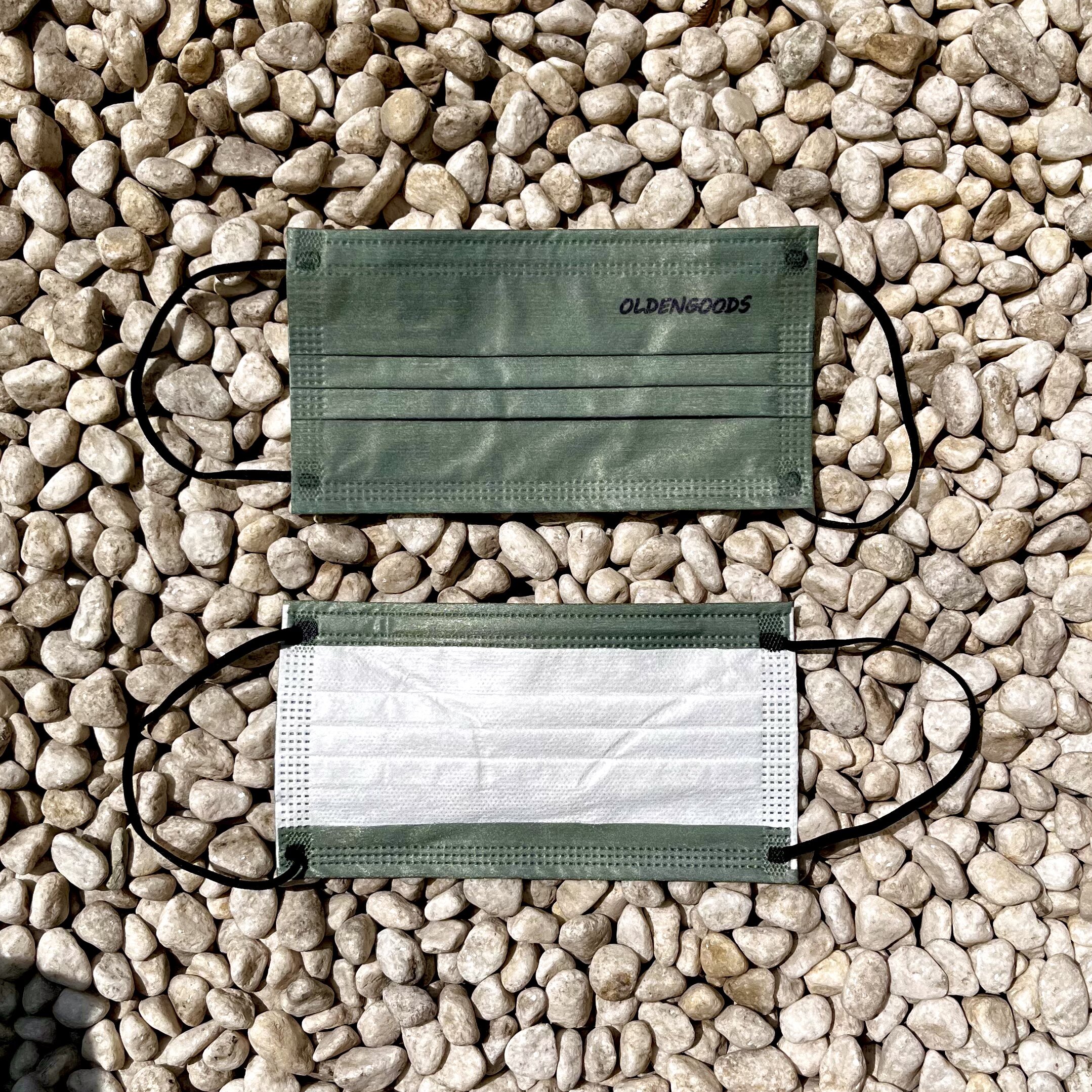 oldengoods防护口罩墨绿色轻薄透气不勒耳熔喷布独立口罩