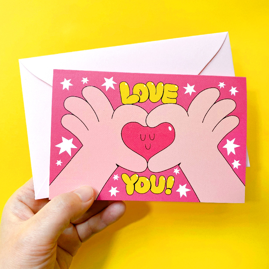 闪电电大商店原创情侣情人节礼物祝福表白插画贺卡