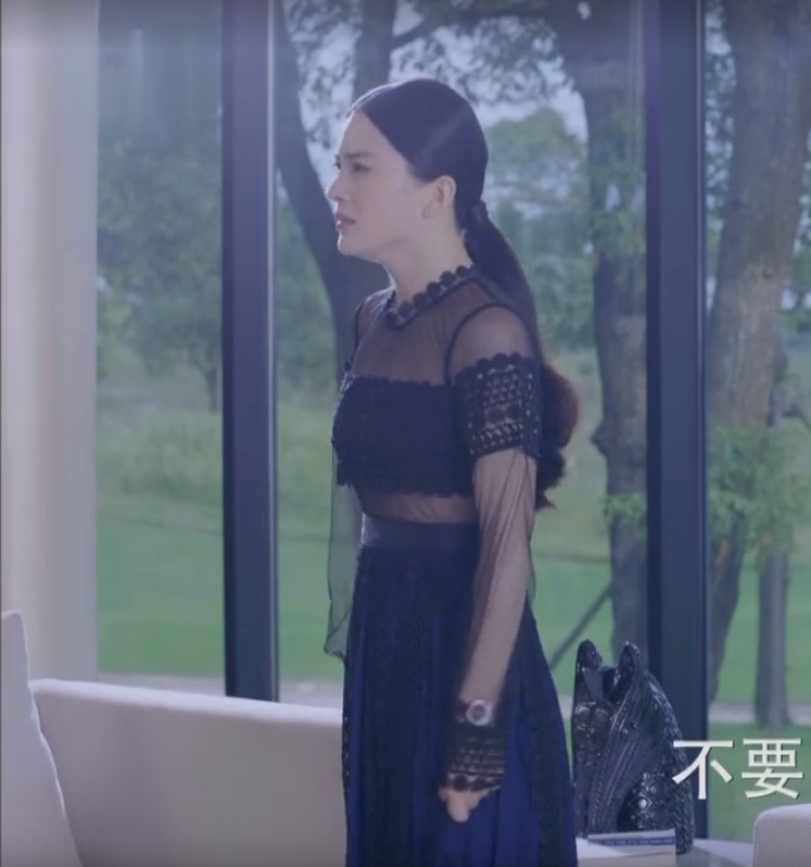极光之恋赵韩樱子何静文同款蕾丝花边高领高腰开叉长裙连衣裙礼服