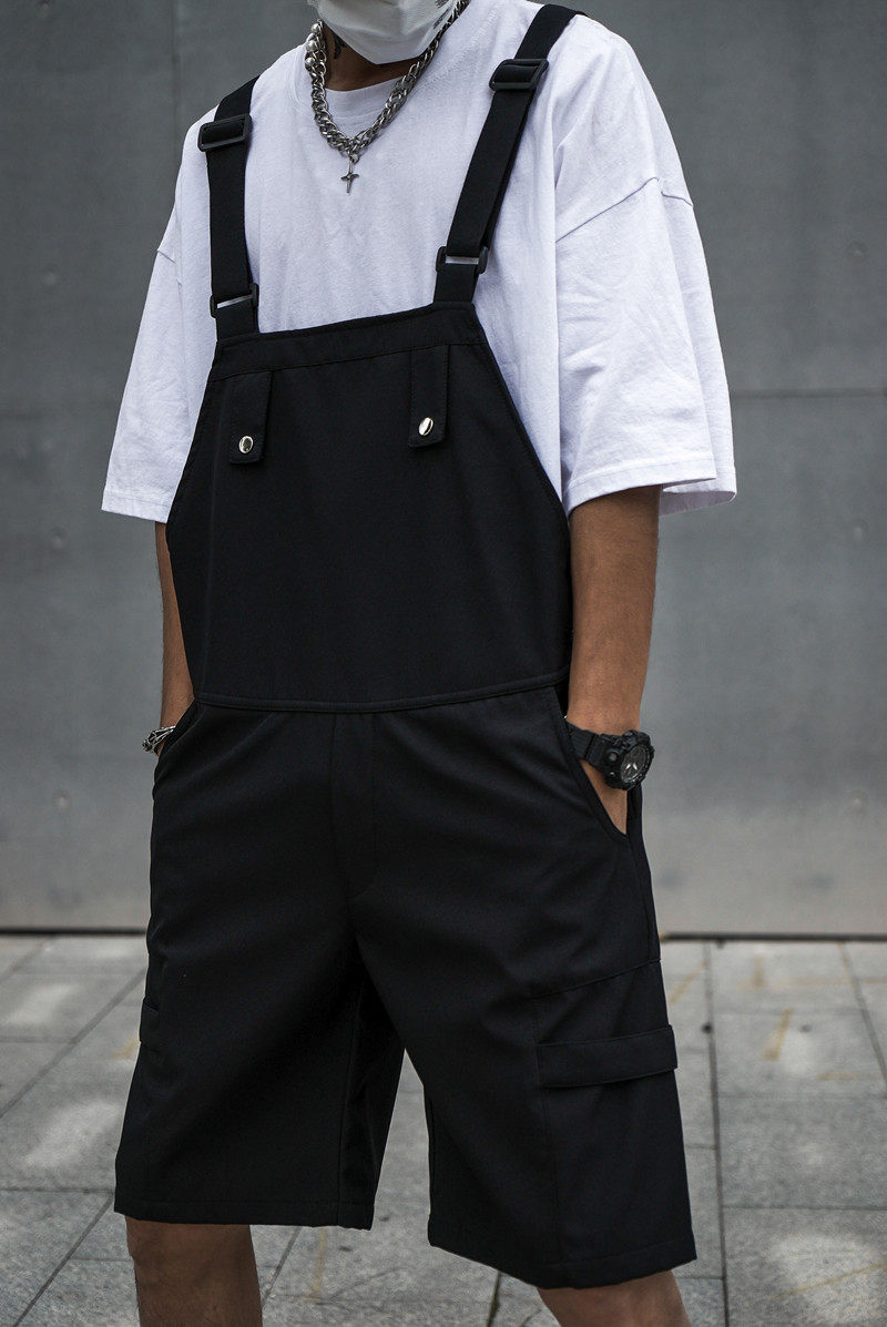 国潮机能工装背带短裤男港帅气显瘦吊带ins休闲裤